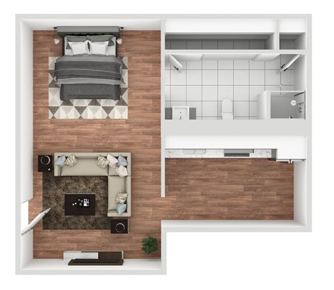 Floor plan for studio, 1 bath, 335 sqft